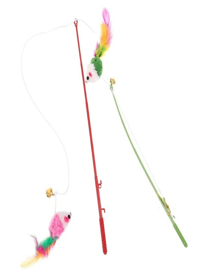 PET FUN Interactive Cat Teasing Stick | Engaging Feather Wand Toy Set for Kitten & Cats, Activity Cat Teaser Mouse Chase Wand Play Stick with Bell for Fun Exercise & Playing for Indoor (Pack of 1) - Image 2
